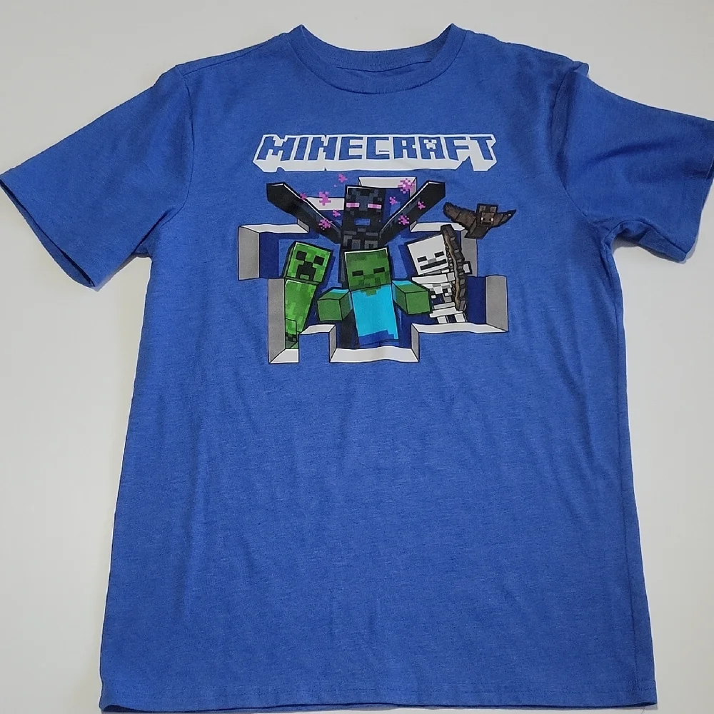 Minecraft Blue Graphic Tee Sz 16 - Picture 1 of 7